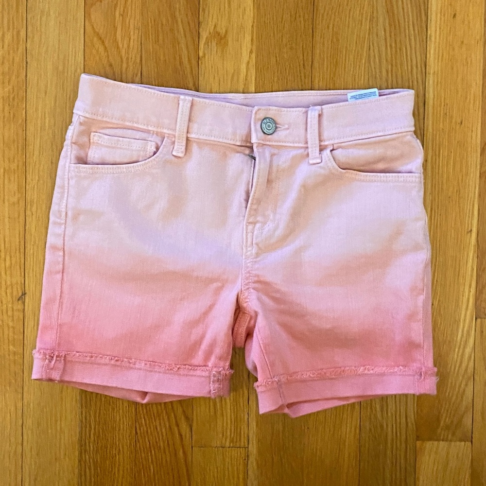 Old Navy ombré girls size 12 pink salmon cuffed jean shorts.  EUC.